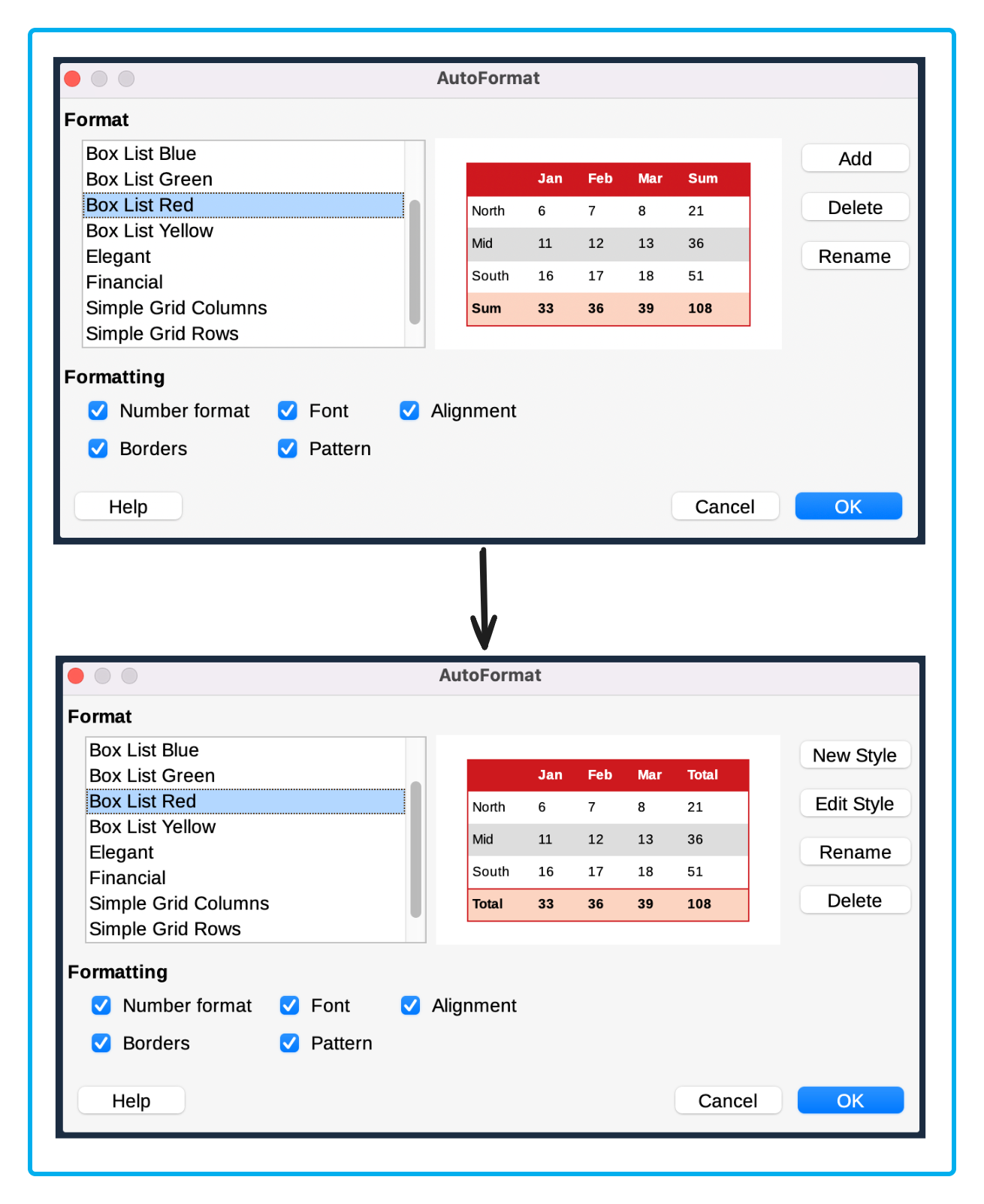 AutoFormat Dialog