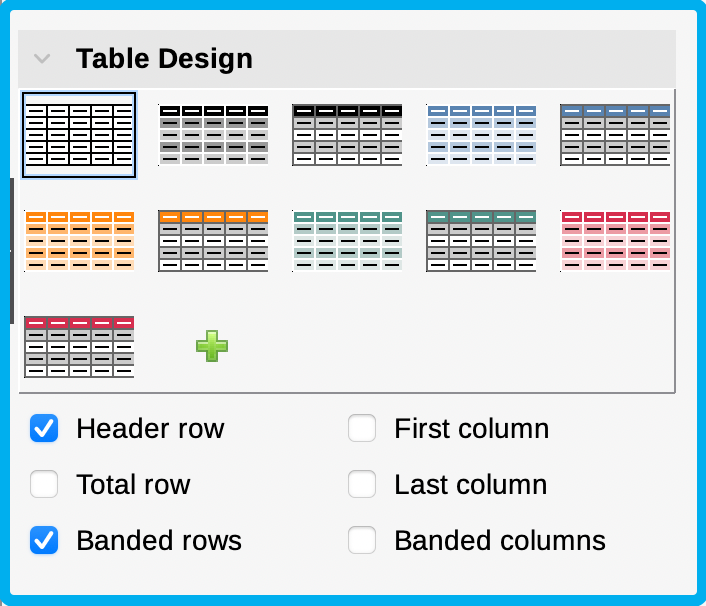 Impress Table Styles